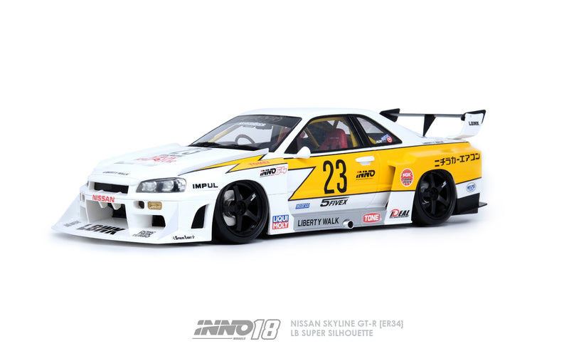 INNO Models 1:18 Nissan Skyline ER34 Super Silhouette Liberty Walk Hoshino Retro Livery