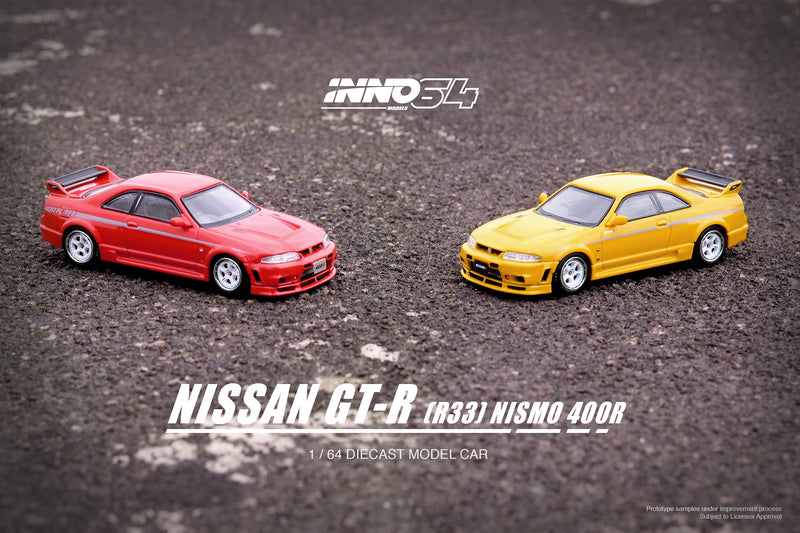 INNO64 1:64 Nissan Skyline GT-R (R33) NISMO 400R in Lightning Yellow