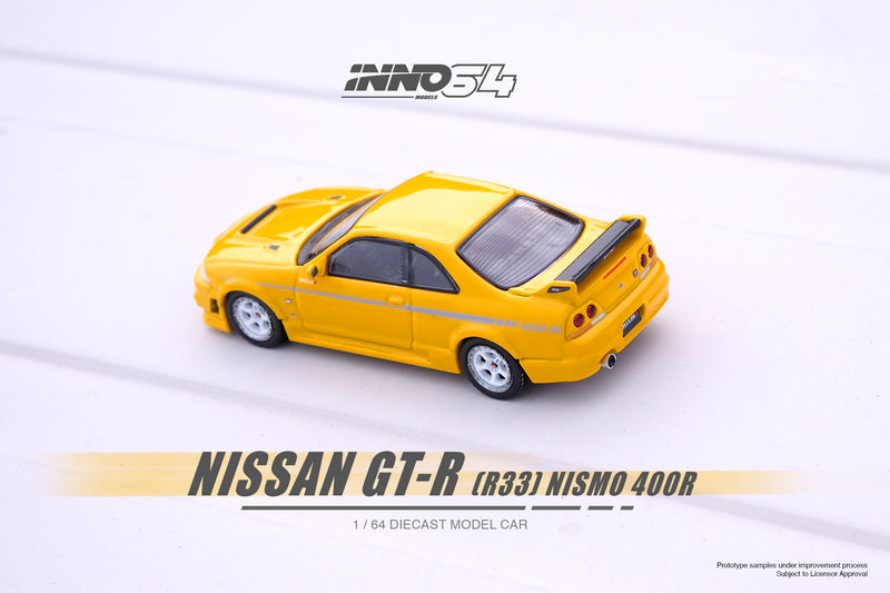 INNO64 1:64 Nissan Skyline GT-R (R33) NISMO 400R in Lightning Yellow