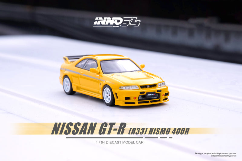 INNO64 1:64 Nissan Skyline GT-R (R33) NISMO 400R in Lightning Yellow