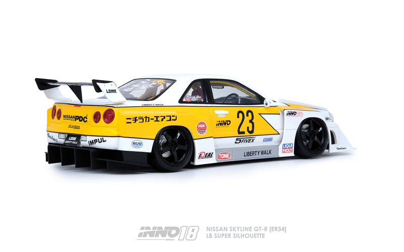 INNO Models 1:18 Nissan Skyline ER34 Super Silhouette Liberty Walk Hoshino Retro Livery