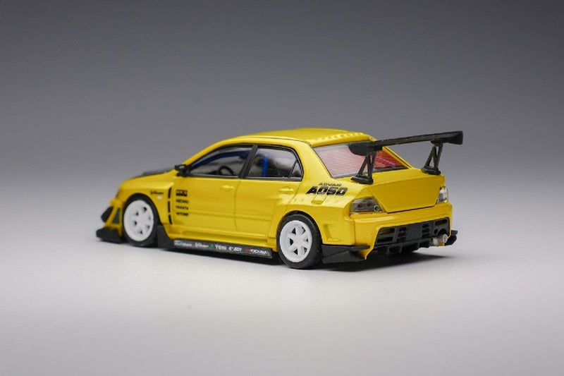 Peako Models 1:64 Mitsubishi Lancer Evolution IX Varis Edition in Yellow Metallic