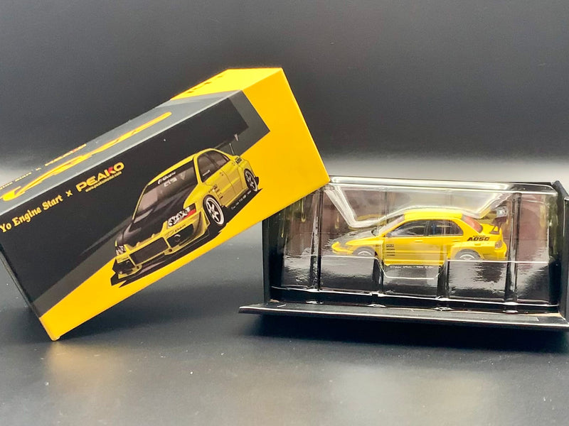 Peako Models 1:64 Mitsubishi Lancer Evolution IX Varis Edition in Yellow Metallic