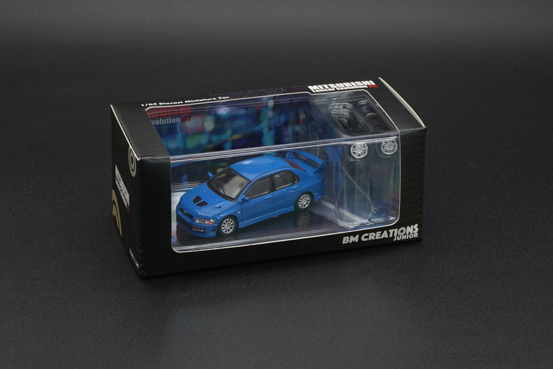 BM Creations 1:64 Mitsubishi Lancer EVO VII LHD in Blue