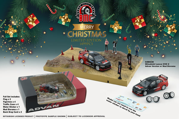 BM Creations 1:64 Mitsubishi Lancer EVO X Advan Edition with Mud Diorama