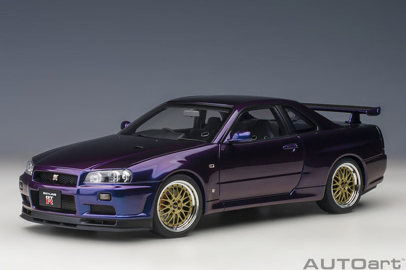 AUTOart 1:18 Nissan Skyline GT-R (R34) V-Spec II in Midnight Purple III with BBS LM Wheels