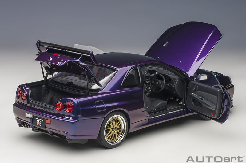 AUTOart 1:18 Nissan Skyline GT-R (R34) V-Spec II in Midnight Purple III with BBS LM Wheels