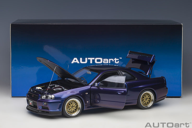 AUTOart 1:18 Nissan Skyline GT-R (R34) V-Spec II in Midnight Purple III with BBS LM Wheels