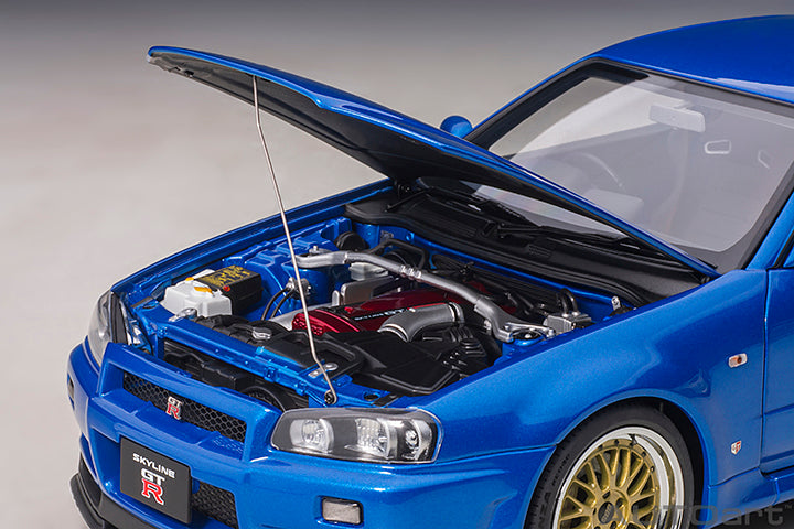 AUTOart 1:18 Nissan Skyline GT-R (R34) V-Spec II in Bayside Blue with BBS LM Wheels