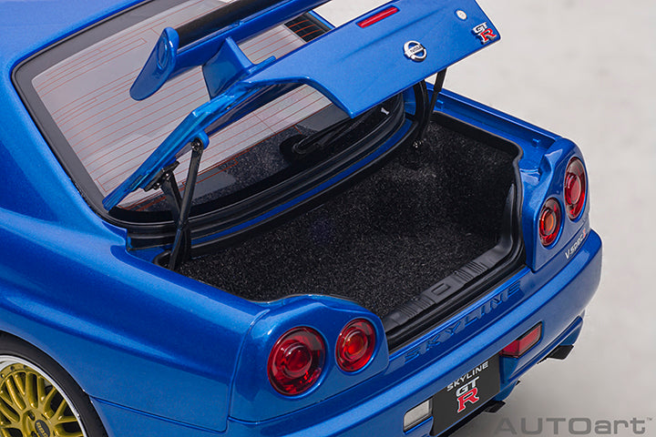 AUTOart 1:18 Nissan Skyline GT-R (R34) V-Spec II in Bayside Blue with BBS LM Wheels