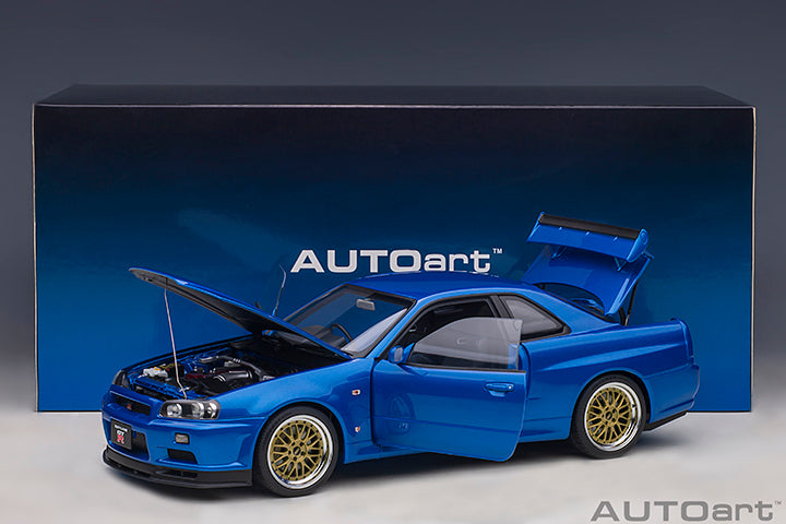 AUTOart 1:18 Nissan Skyline GT-R (R34) V-Spec II in Bayside Blue with BBS LM Wheels