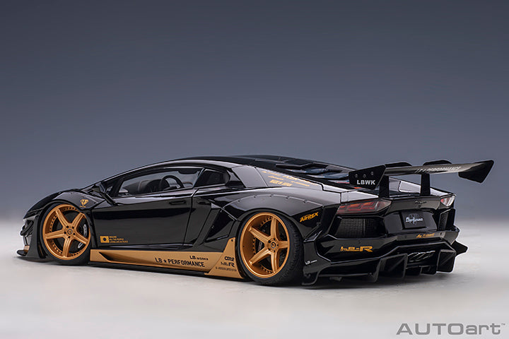 AUTOart 1:18 Liberty Walk Lamborghini Aventador Limited Edition in Gloss Black with Gold Accents