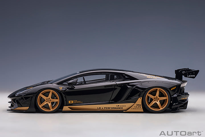 AUTOart 1:18 Liberty Walk Lamborghini Aventador Limited Edition in Gloss Black with Gold Accents