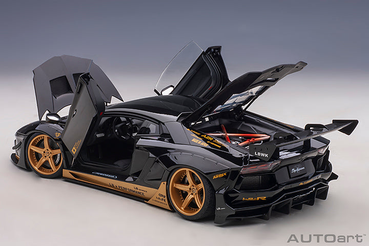 AUTOart 1:18 Liberty Walk Lamborghini Aventador Limited Edition in Gloss Black with Gold Accents