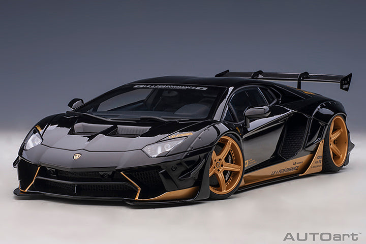 AUTOart 1:18 Liberty Walk Lamborghini Aventador Limited Edition in Gloss Black with Gold Accents