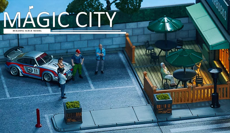 Magic City 1:64 Coffee Shop and Parking Lot Diorama