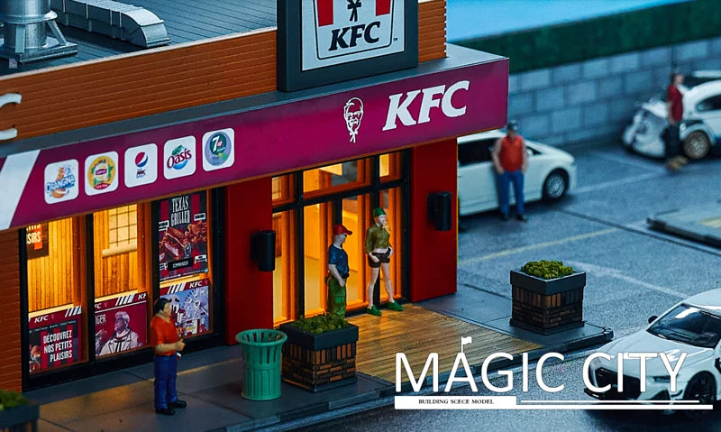 Magic City 1:64 Restaurant and Parking Lot Diorama