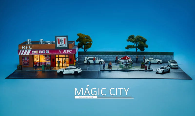 Magic City 1:64 Restaurant and Parking Lot Diorama