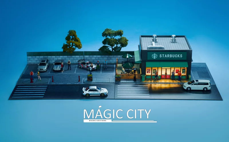 Magic City 1:64 Coffee Shop and Parking Lot Diorama