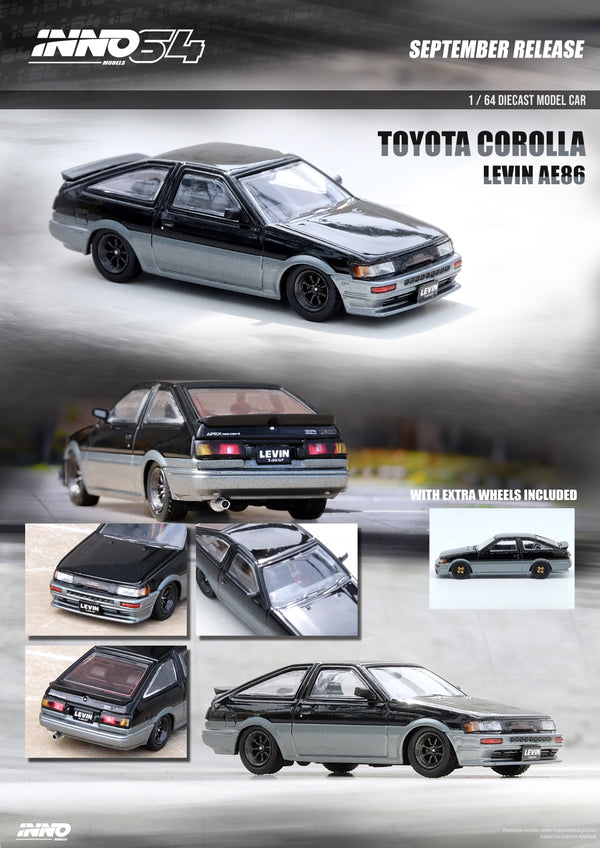 INNO64 1:64 Toyota Corolla Levin AE86 in Black & Grey