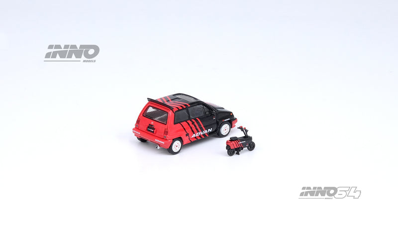 INNO64 1:64 Honda City Turbo II "Advan" Livery with "Advan" Motocompo