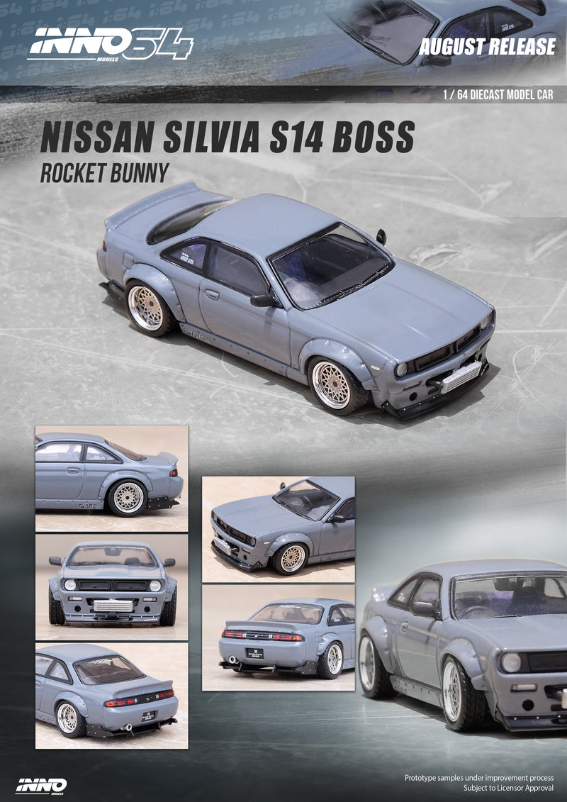 INNO64 1:64 Nissan Silvia (S14) Rocket Bunny Boss Aero in Grey