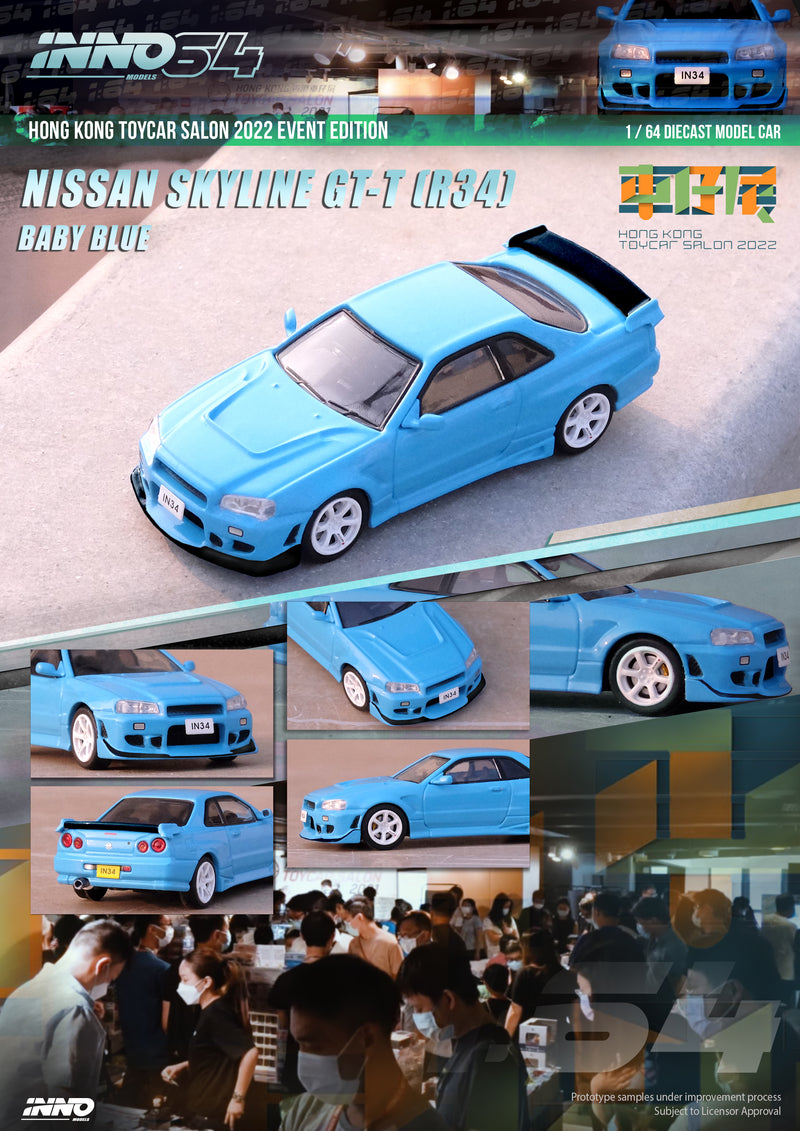 INNO64 1:64 Nissan Skyline GTT (R34) HK ToyCar Salon 2022 Event Edition in Baby Blue