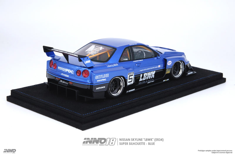 INNO18 1:18 Nissan Skyline (ER34) Super Silhouette "LBWK" in Blue Metallic