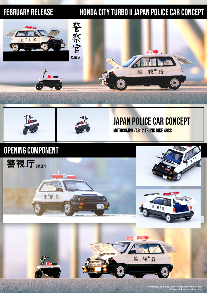 INNO Models 1:64 Honda City Turbo II Police Livery with Motocompo