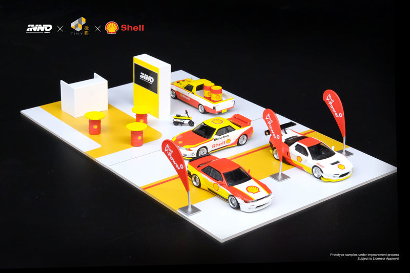 INNO64 1:64 Shell Collection Kiosk and Model Cars Set