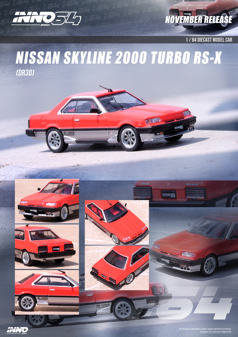 INNO64 1:64 Nissan Skyline 2000 Turbo RS-X (DR30) in Red / Silver