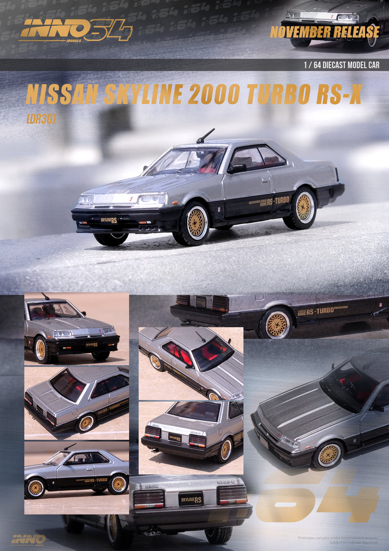 INNO64 1:64 Nissan Skyline 2000 Turbo RS-X (DR30) in Silver / Black