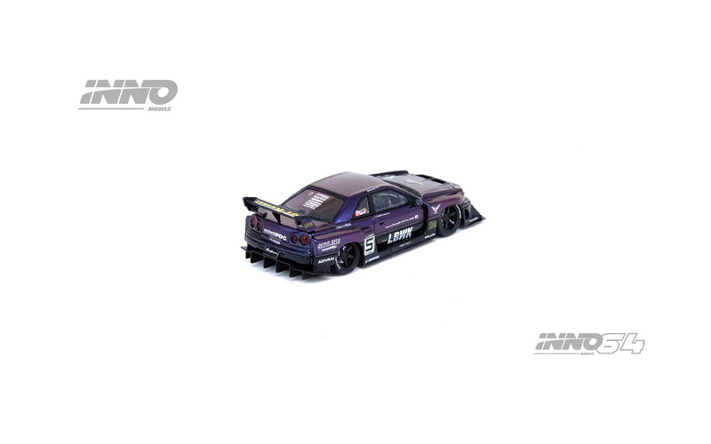 INNO64 1:64 Nissan Skyline (ER34) Super Silhouette "LBWK" in Midnight Purple II