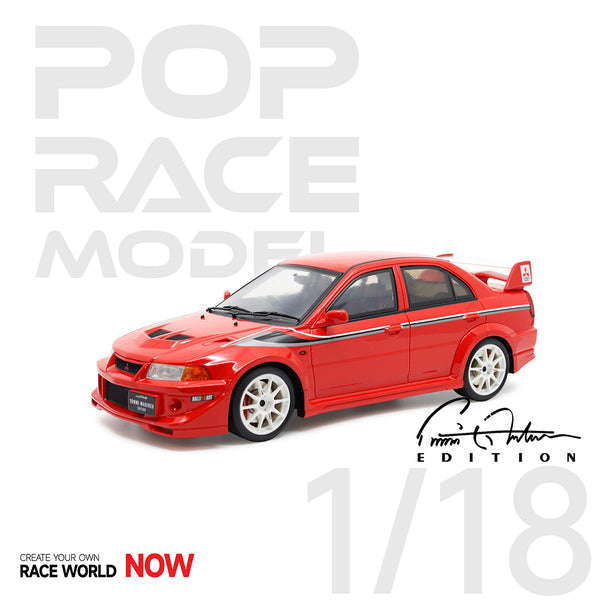 Pop Race 1/18 Mitshubishi Evolution 6.5 Tommi Makinen Edition in Red