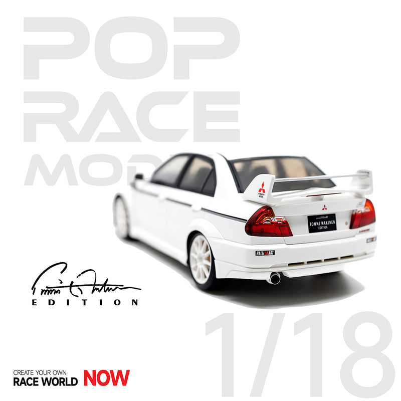 Pop Race 1/18 Mitshubishi Evolution 6.5 Tommi Makinen Edition in White