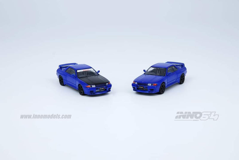 INNO Models 1:64 Nissan Skyline GTR R32 in Blue with Extra Set of Wheels and Water Slides