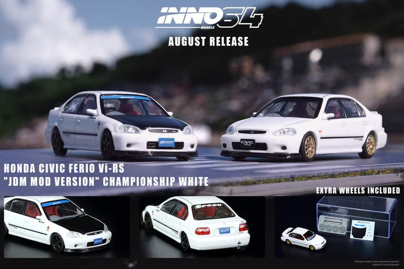 INNO64 1:64 Honda Civic Ferio Vi-RS JDM Mod Version in White