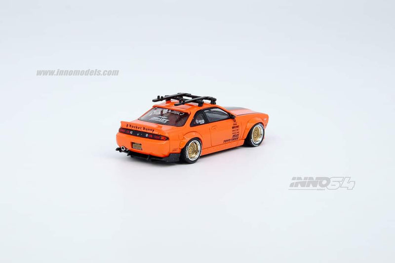 INNO Models 1:64 Nissan Silvia S14 Rocket Bunny Boss Aero with Rack and Bikes