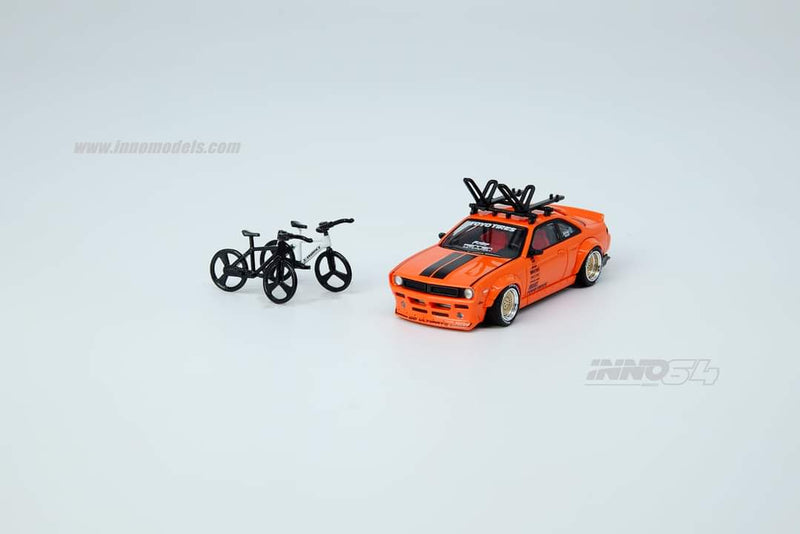 INNO Models 1:64 Nissan Silvia S14 Rocket Bunny Boss Aero with Rack and Bikes