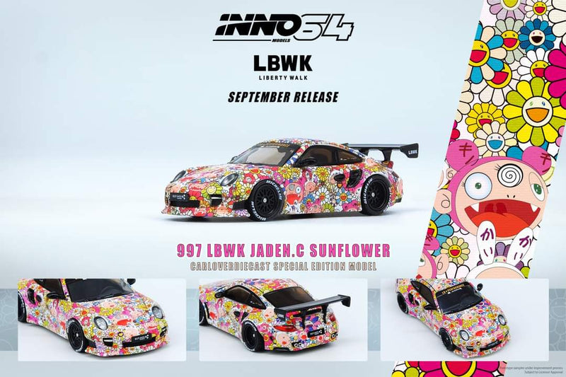 INNO Models 1:64 Porsche 997 Liberty Walk in Sunflower