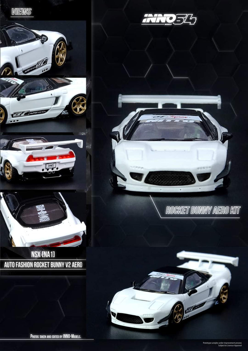 INNO64 1:64 Honda NSX (NA1) Auto Fashion Rocket Bunny V2 Aero in White