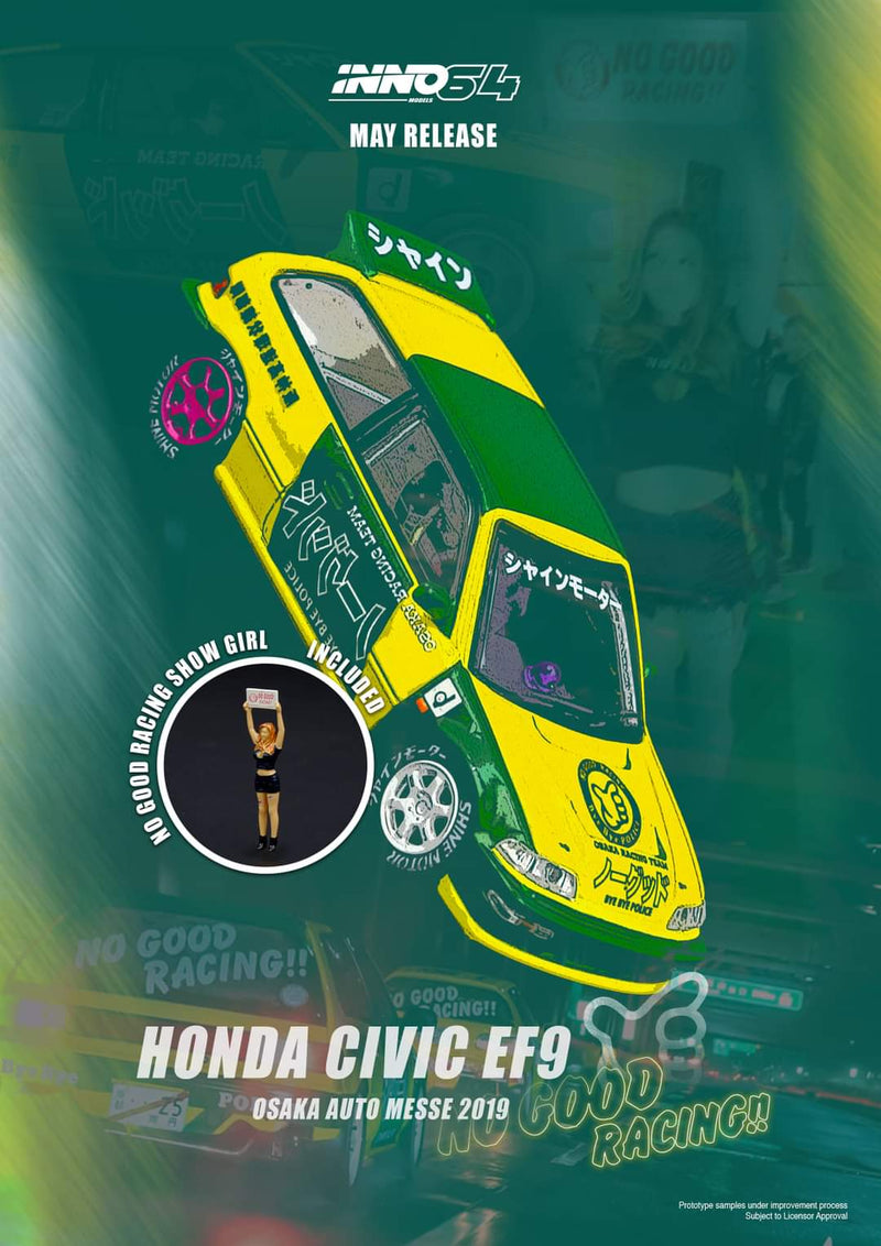 INNO64 1:64 Honda Civic EF9 No Good Racing Osaka Auto Messe 2019 with Figure