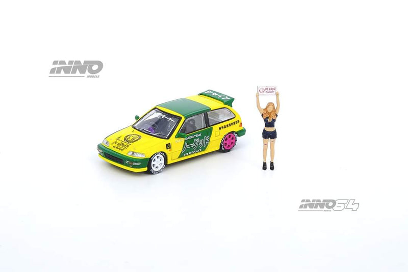 INNO64 1:64 Honda Civic EF9 No Good Racing Osaka Auto Messe 2019 with Figure