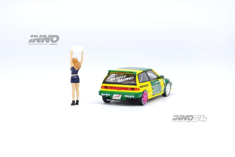 INNO64 1:64 Honda Civic EF9 No Good Racing Osaka Auto Messe 2019 with Figure