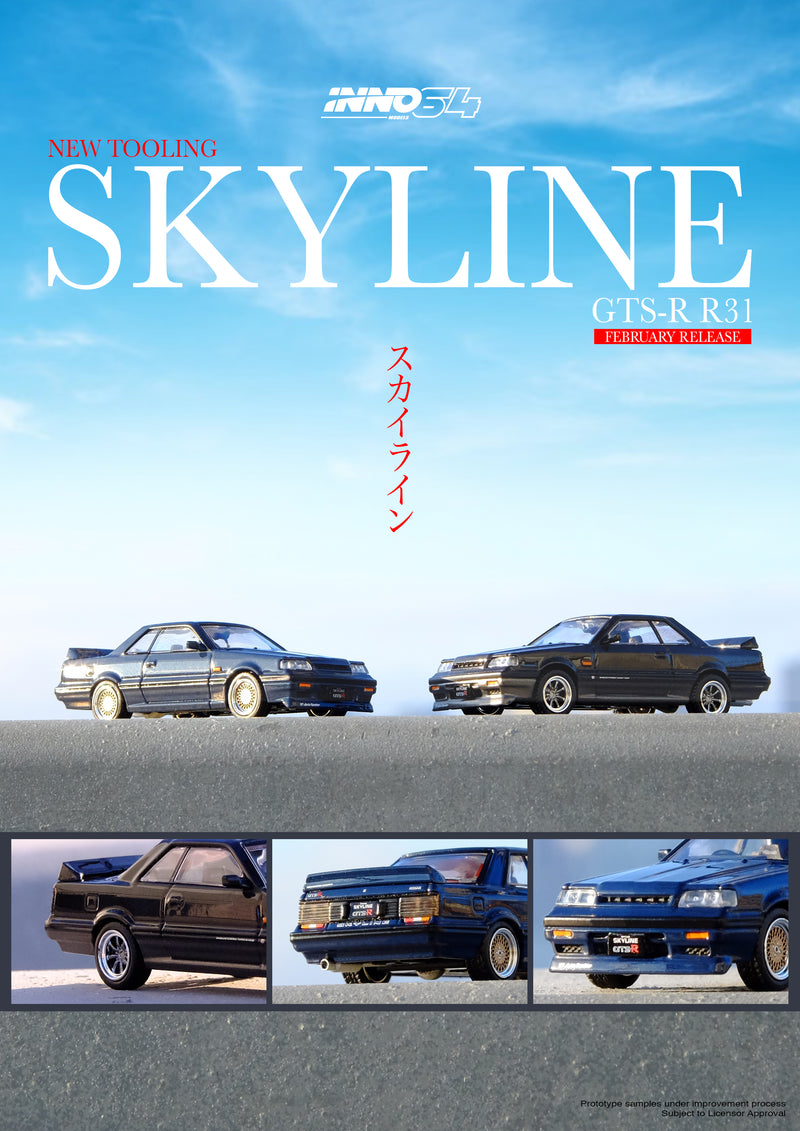 INNO Models 1:64 Nissan Skyline GTS-R (R31) in Black / Gunmetal