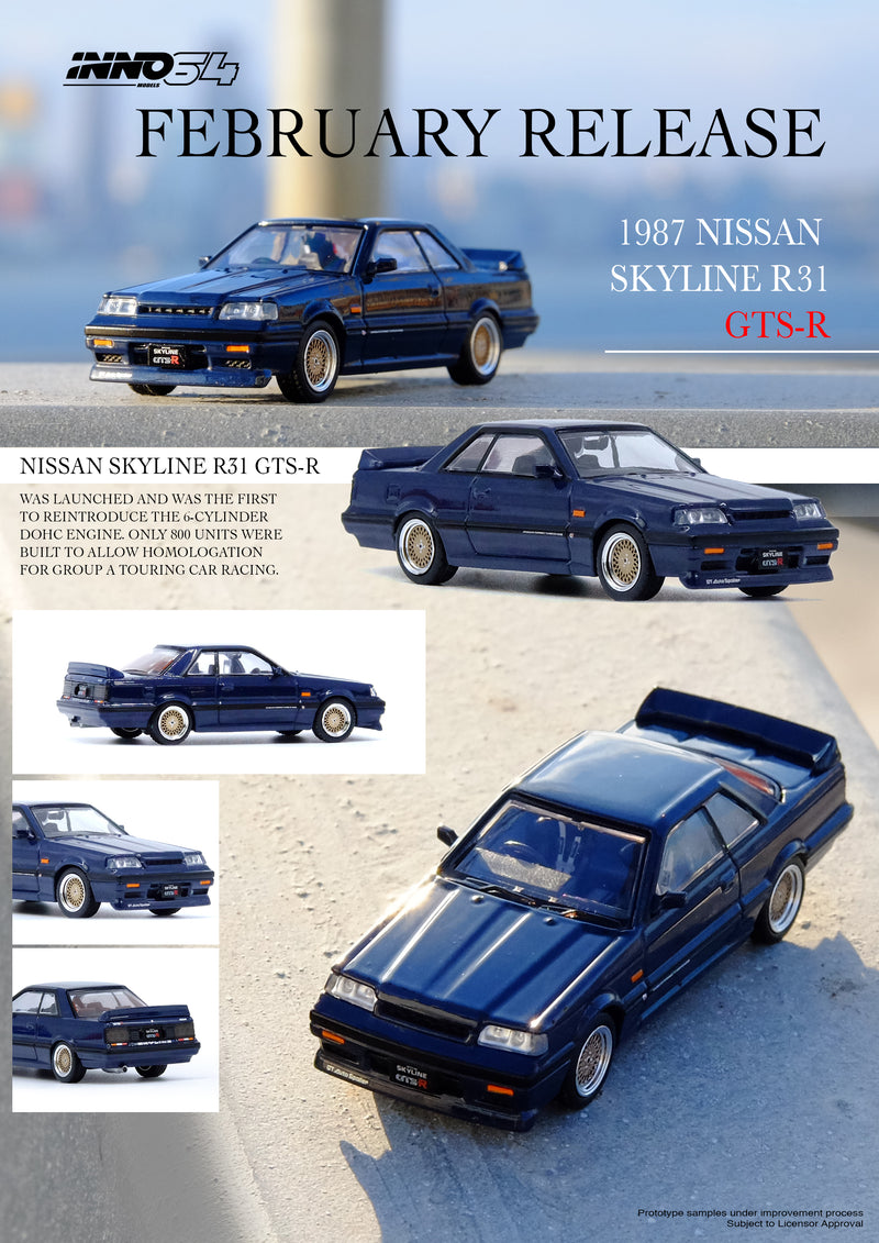 INNO Models 1:64 Nissan Skyline GTS-R (R31) in Dark Blue