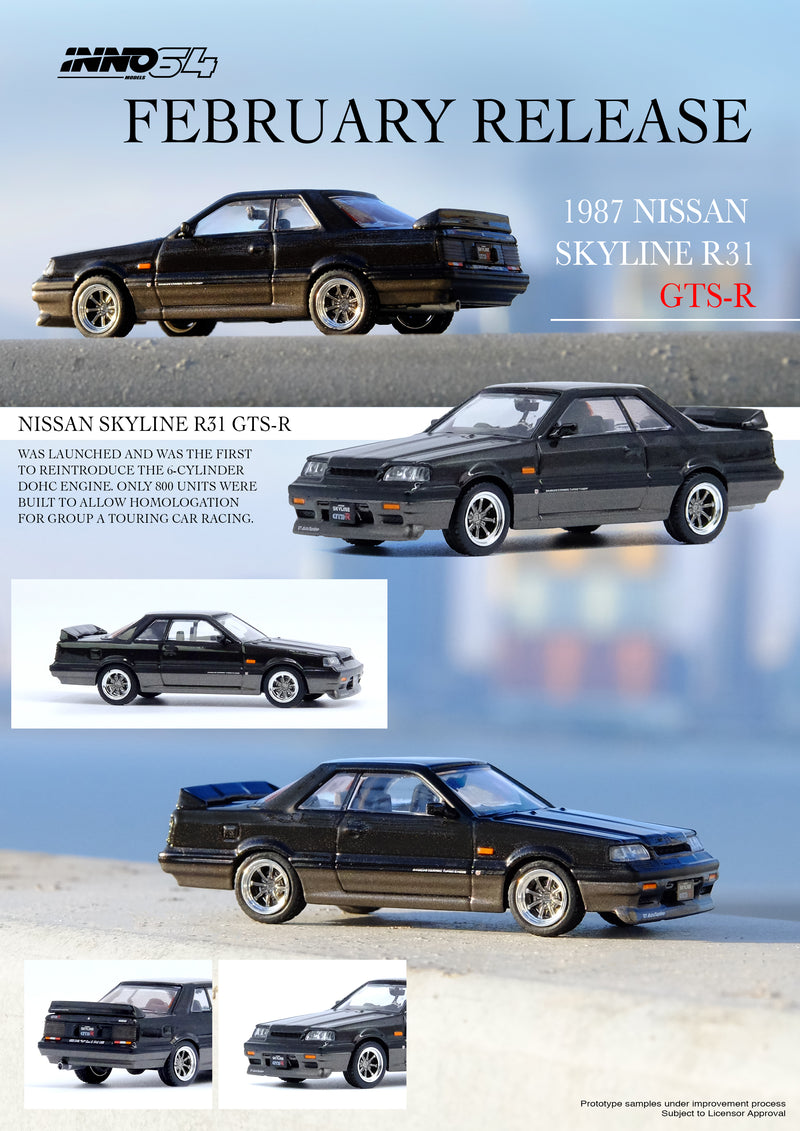 INNO Models 1:64 Nissan Skyline GTS-R (R31) in Black / Gunmetal