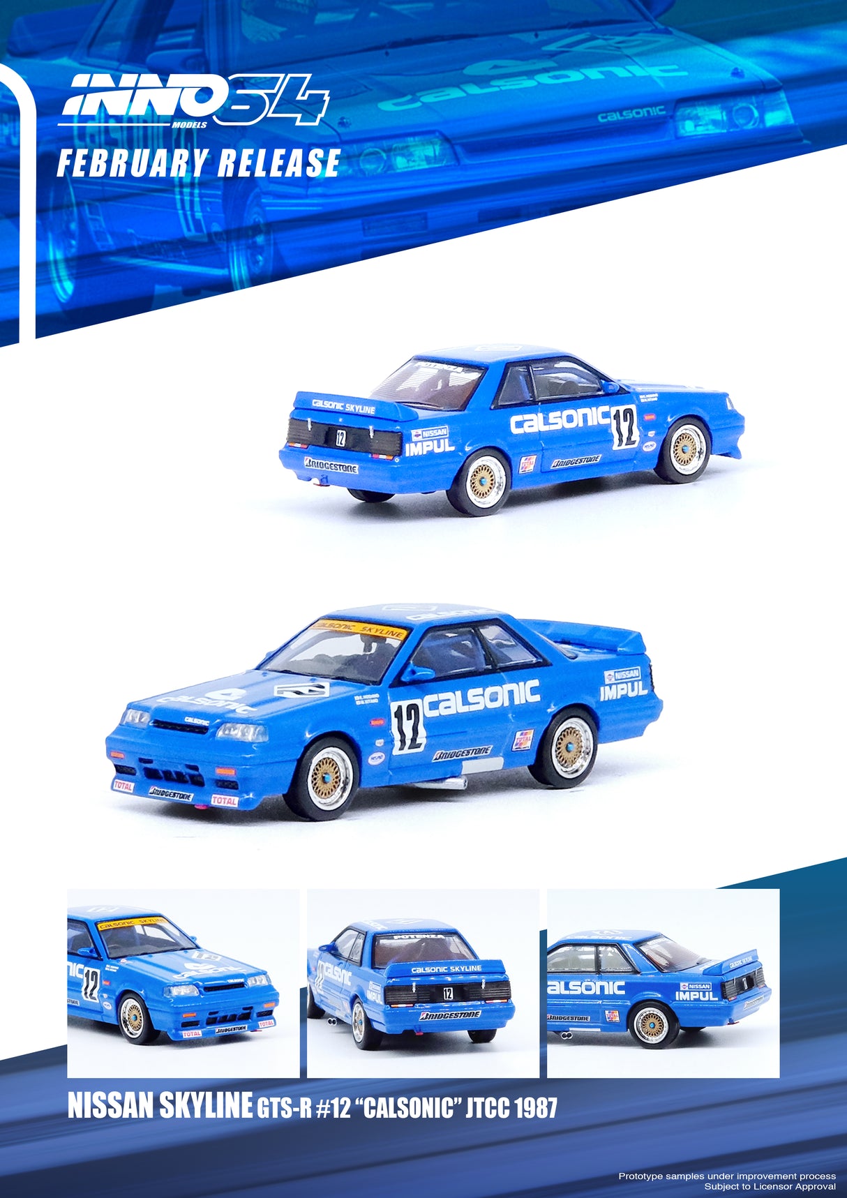 INNO Models 1:64 Nissan Skyline GTS-R (R31) #12 "Calsonic" JTCC 1987