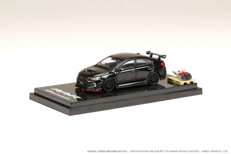 Hobby Japan 1:64 Subaru WRX STI RA-R Full-Option / With Engine Display Model in Crystal Black Silica