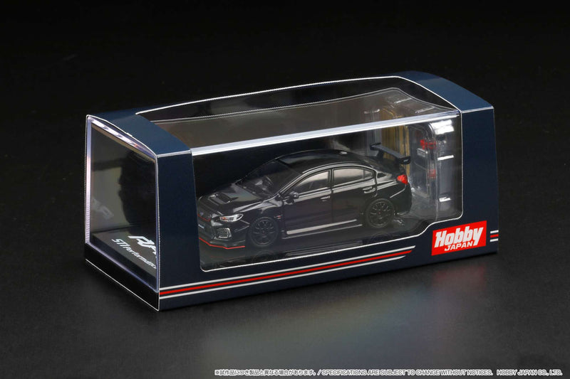 Hobby Japan 1:64 Subaru WRX STI RA-R Full-Option / With Engine Display Model in Crystal Black Silica